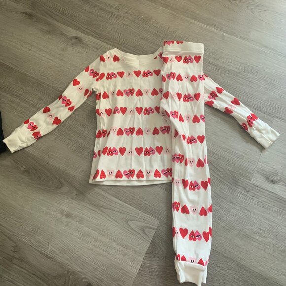Children's Unisex Gender-Neutral Multicolour Heart Pajama Matching Set Snug Fit - Picture 3 of 3